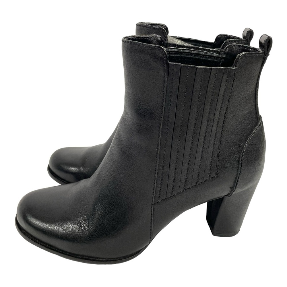 Ecco Womens Pretoria Black Pull On Leather Ankle Booties